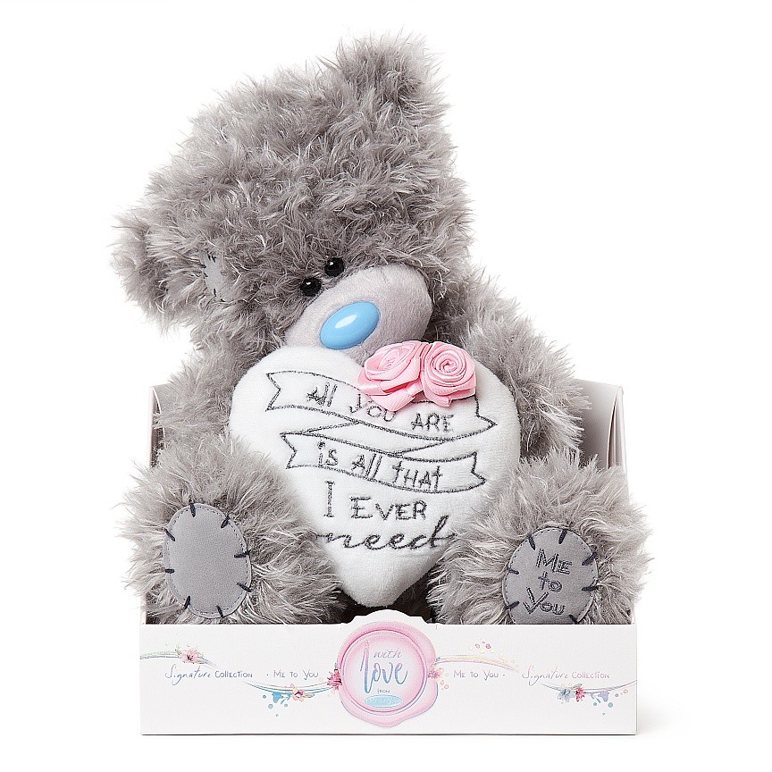 Мишка MetoYou (Тедди) на подставке с сердечком и нежно-розовыми розочками (M9 All That You Are Heart)